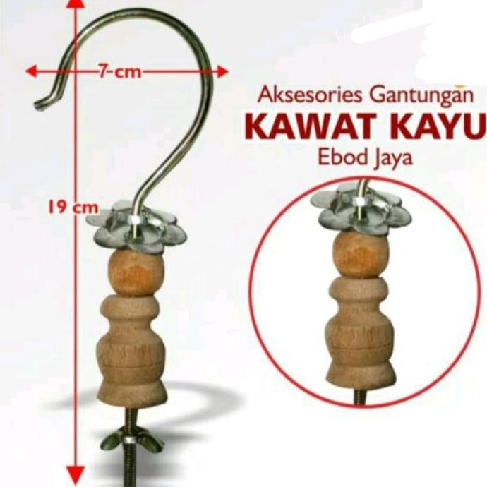 gh-6 Gantungan Kawat EBOD JAYA Pion Kayu Pion Plastik 1 Pak Isi 10 Cantolan Sangkar Burung Kecil Ple