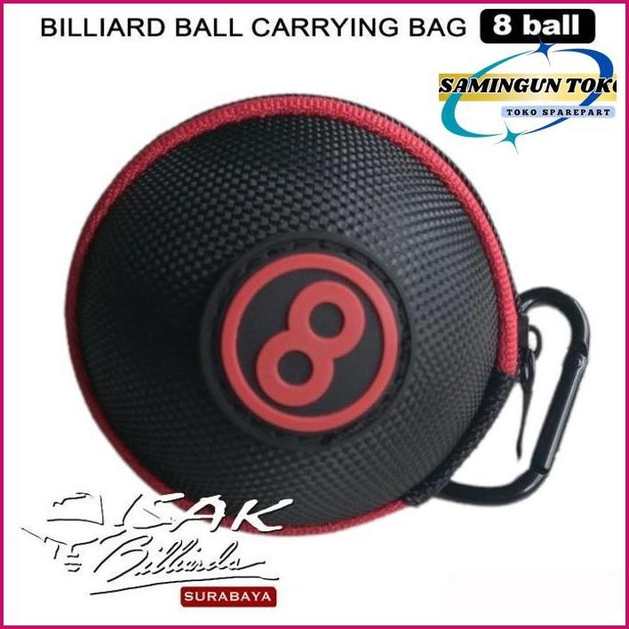 New.. Billiard Ball Bag - 8-Ball Tas Bola Biliar Carabiner Storage Pool Cue
