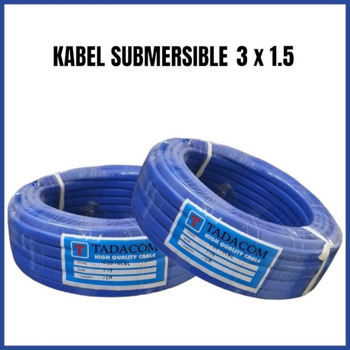 KABEL SUBMERSIBLE SIBEL KABEL POMPA AIR SATELIT SERABUT 3X1.5 OVAL BIRU 20 METER