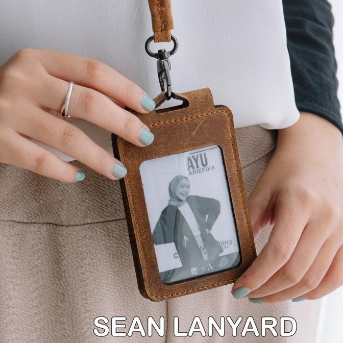 

HARGA DISC - Id card Name Tag landyard Kulit Sapi Asli Papan Nama Model Kalung