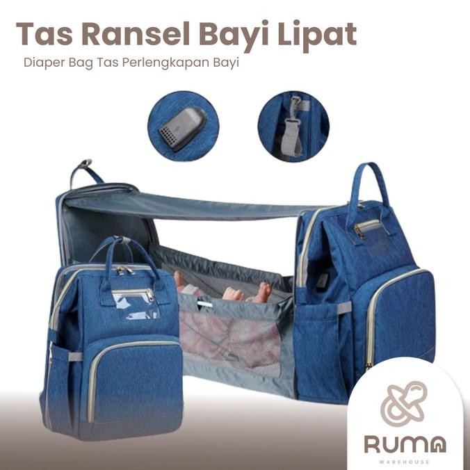 Tas Ransel Kasur Ranjang Lipat Bayi Diaper Bag Tas Perlengkapan Bayi VIP