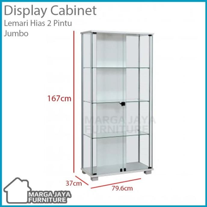 TERMURAH Lemari Hias Kaca Tempat Tas Lampu LED Tempered Glass Rak Pajangan Figure Display