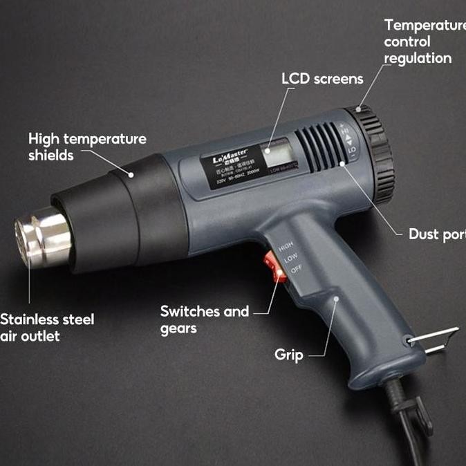 ReaimDalam StokHeat Gun 220V Hot Gun 2000W / Alat Pemanas / Pemanasan Cepat 60-600 Pemanas Stiker He