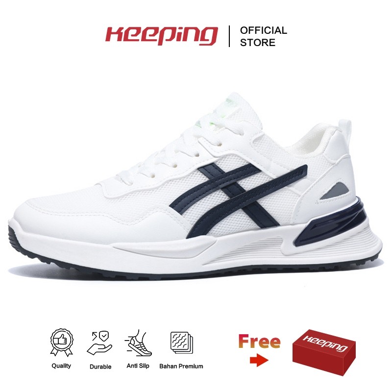 Sale Keeping Sepatu Sneakers Pria Putih Sepatu Olahraga Jogging Cowok Casual Sporty Shoes Kulit