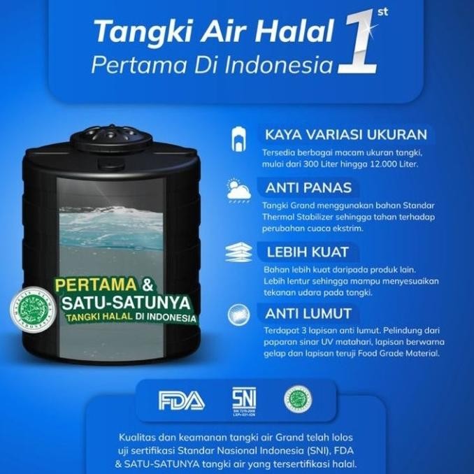 Spesial Toren Tangki Tandon Air Grand Gbl 1200 Liter Tedmond Anti Lumut