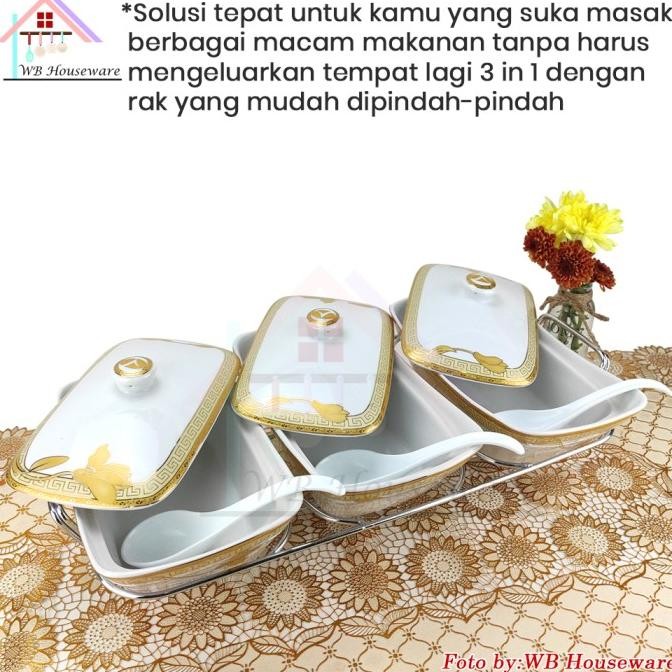 Hot Sale Vicenza Prasmanan Segi Set 3 Motif Lily / Casserole Dish Bc-751
