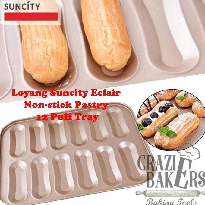 Loyang Suncity Eclair Non-stick Pastry 12 Puff Tray