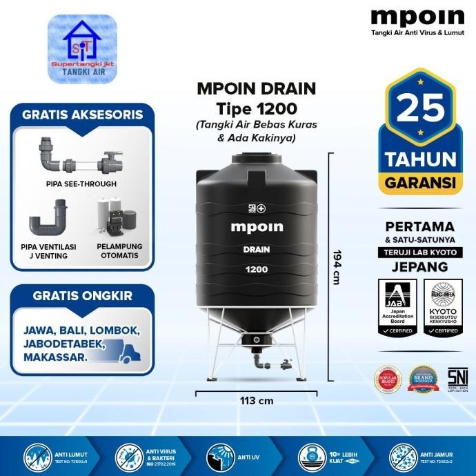 Miliki Tangki Air Mpoin Plus 1200 Drain