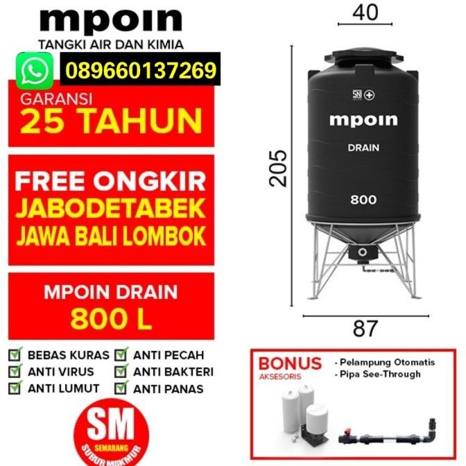 Diskon Tangki Tandon Toren Air Mpoin Drain 800 Liter Gratis Ongkir