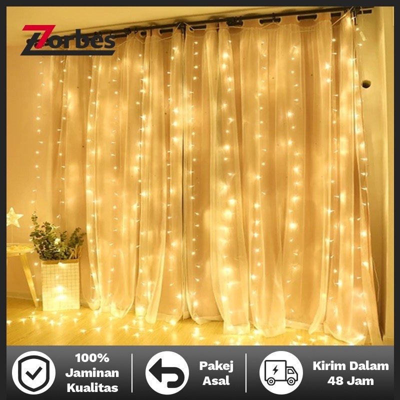 Zorbes Lampu Tumblr Lampu Natal Tirai Panjang LED Tumblr Light Tirai 3x3m