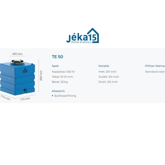 Spesial Tangki Air Penguin 500 Liter Kotak Te / Toren - Tandon Kotak Te 500 L