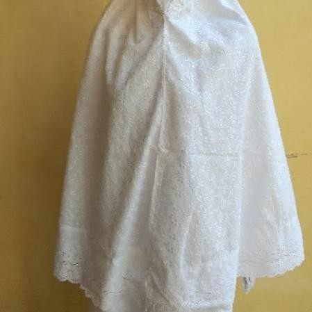 Promo Baju Umroh Wanita Model Satu Set Gamis Bergo Sarung Tangan Katun Poliester Polos Bunga Putih H