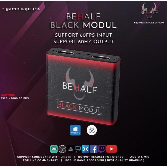 Behalf Black Modul Game Capture / Hdmi Capture Live Streaming Game Co