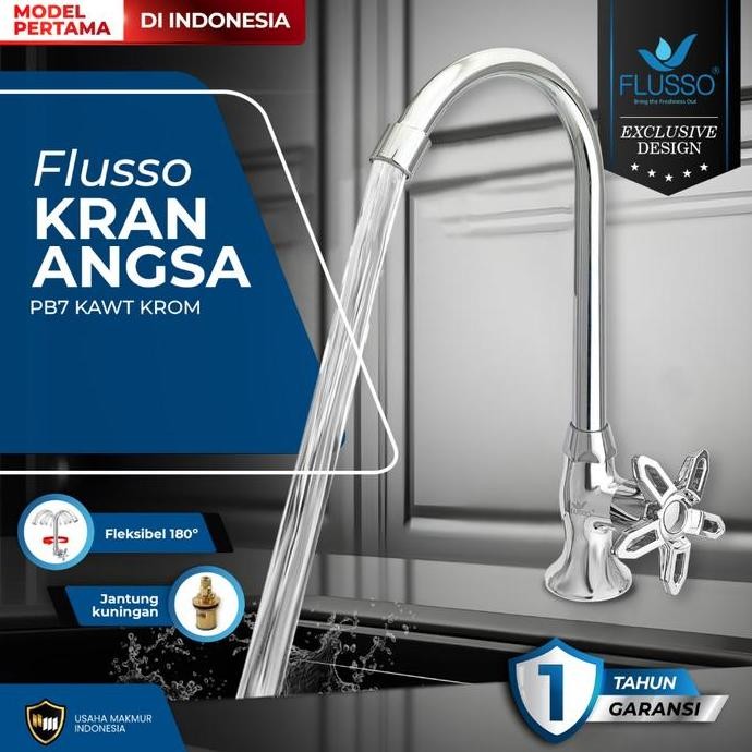 Kran Air Angsa Wastafel Sink Jantung Kuningan Cuci Piring Minimalis Keran Original Flusso 1 Thn 2208