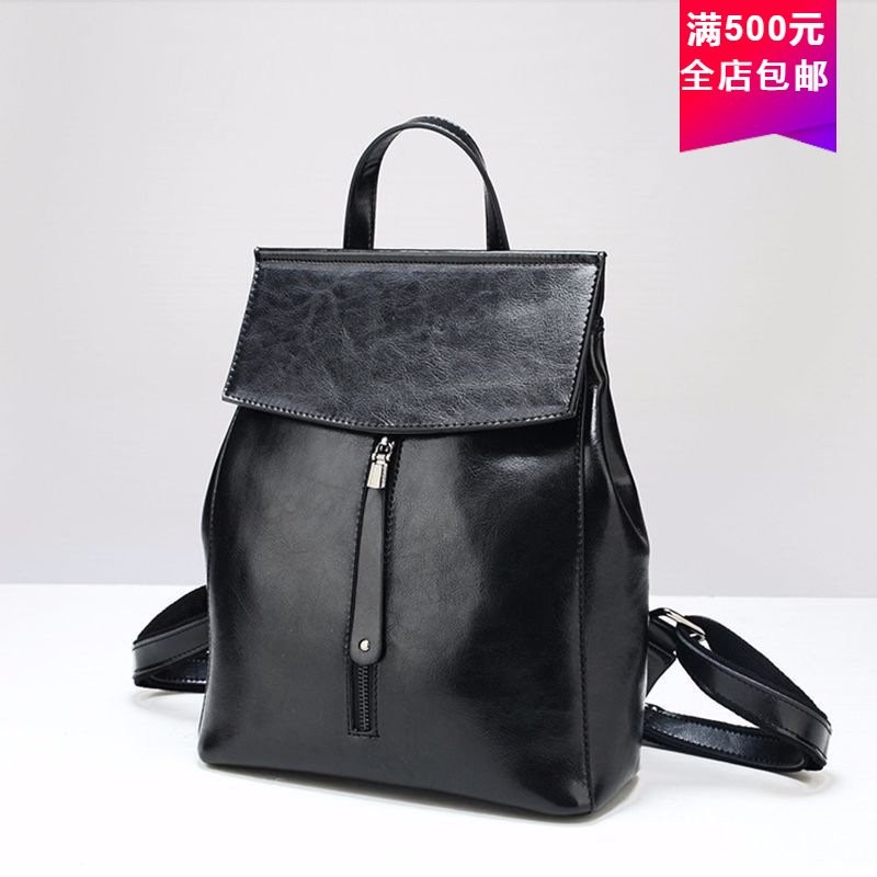 224Ransel Vintage Kulit Asli Wanita Fashion Ransel Kulit Sapi Wax Minyak Tas Sekolah Trendy Guangzho