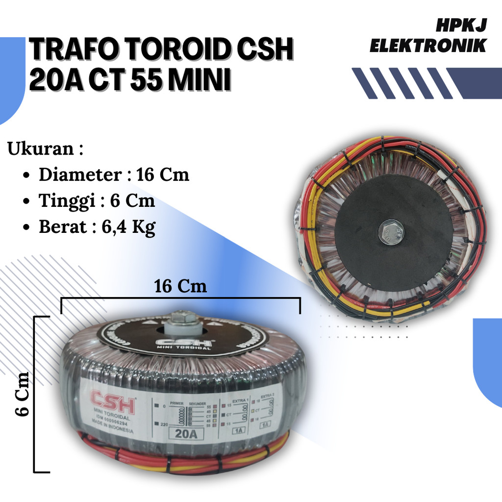TRAFO TOROID DONAT CSH MINI 20A CT 55V trafo donat CSH 20 A CT 55 V