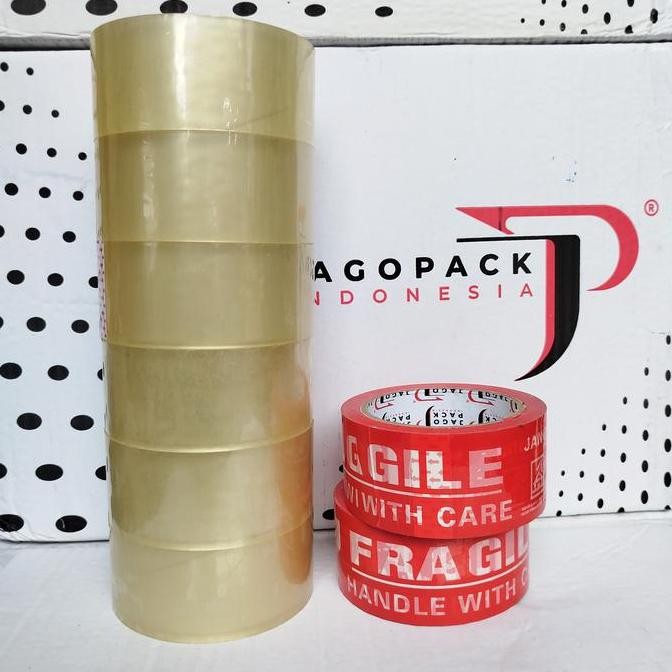 

Paket 8 Pcs - 1 Slop Lakban Bening 45 Mm X 100 Yard + 2 Pcs Lakban Fragile 48 Mm X 100 Yard - Paket Hemat Lakban 100 Yard Full - Jago Pack Indonesia New Stok