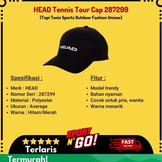 // Head Tennis Tour Cap 287299 - Topi Tenis Sports Outdoor Fashion Unisex