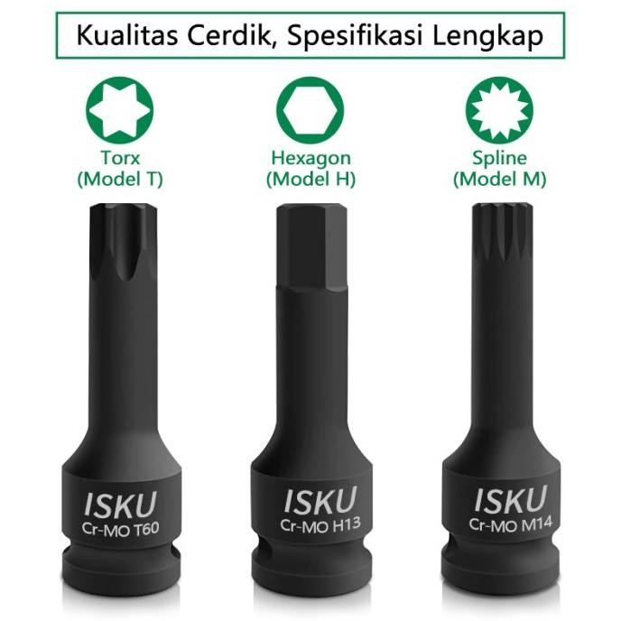 Sale Isku Mata Shock 10 Pcs Impact Kunci Sok Hex Star Spline Torx Bintang