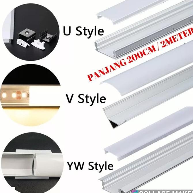 Cover LED Aluminium Profile LED Strip Chanel Panjang 2 Meter murah