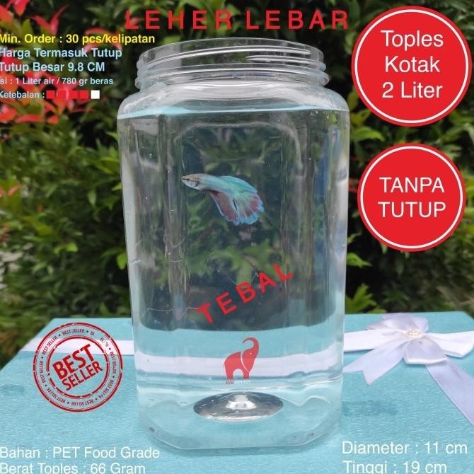 (Good) Toples Plastik Kotak Ikan Cupang 2 Liter