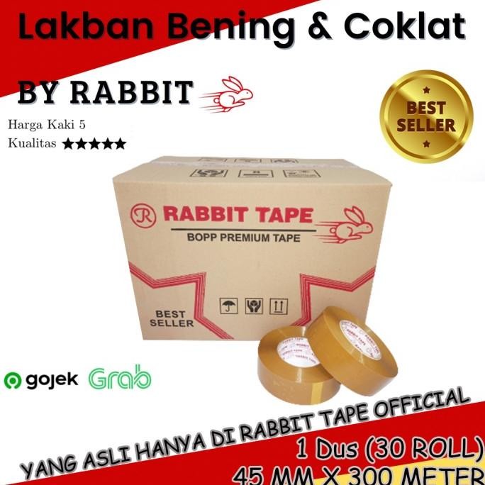 

Khusus Gojek Lakban Bening / Coklat RABBIT TAPE 2 inch x 500 Yard 300M murah