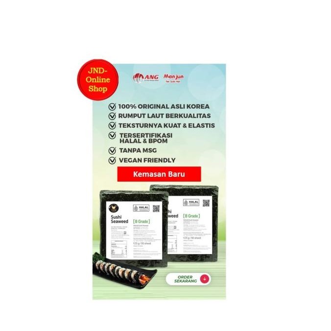 

Manjun Yaki Sushi Nori isi 50 sheets import Korea murah