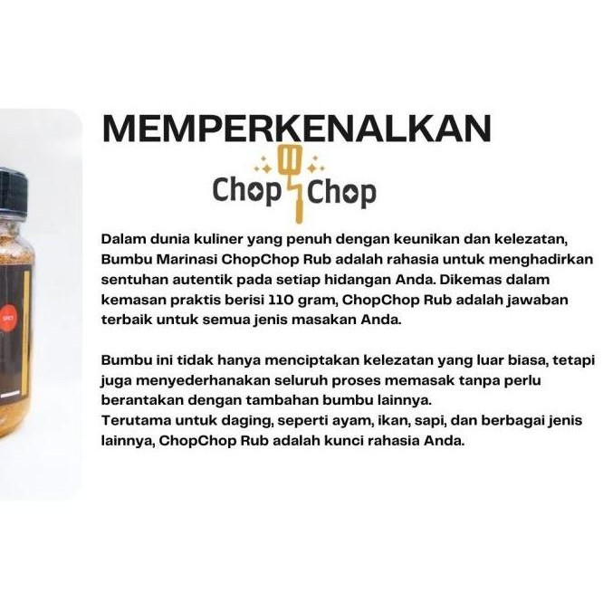 

Chopchop Special Mix Rub Spicy Bumbu Marinasi Rendah Kalori 110gr Masakan Instan murah