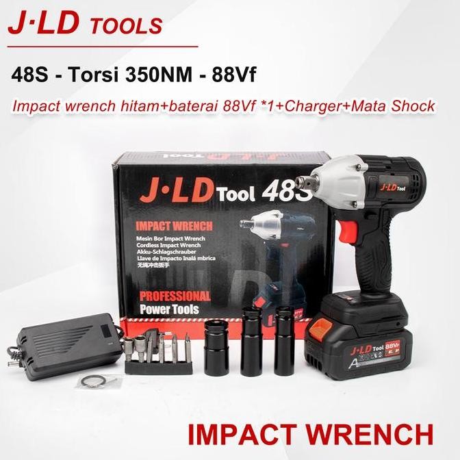 JLD Cordless Impact Wrench 48S,brushless impact baterai,350N.M impact pembuka baut,88V impact batera