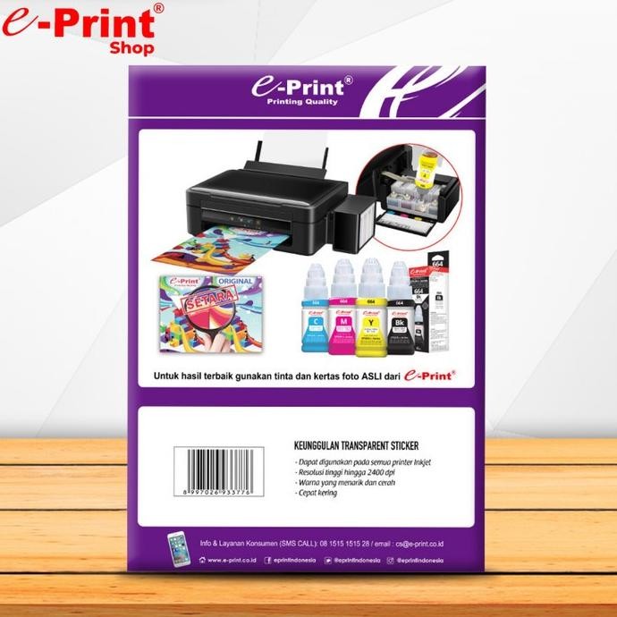 Kertas Stiker Transparan NON WATERPROOF Sticker Paper A4 by e-Print murah