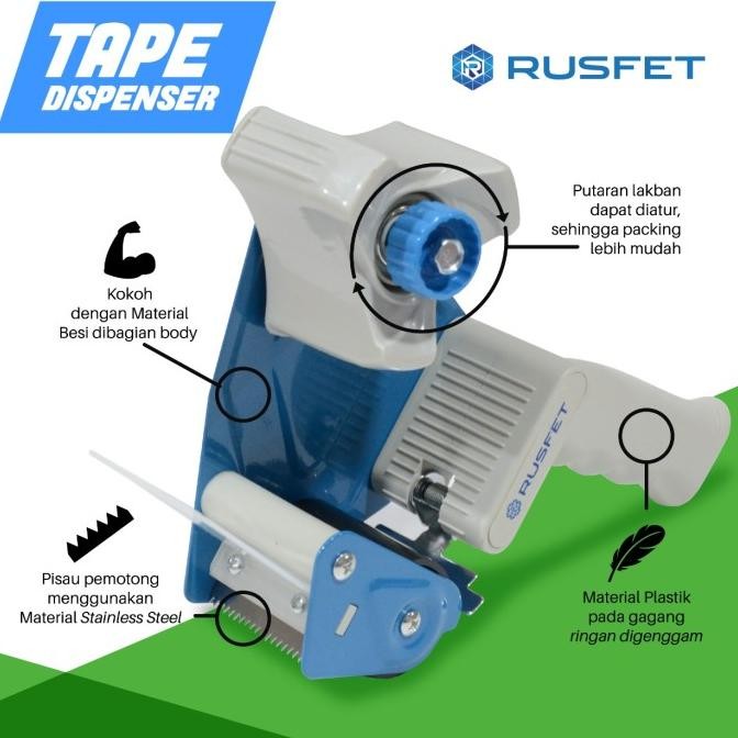 

TAPE DISPENSER - LAKBAN DISPENSER - TEMPAT LAKBAN / SOLATIP - RUSFET murah