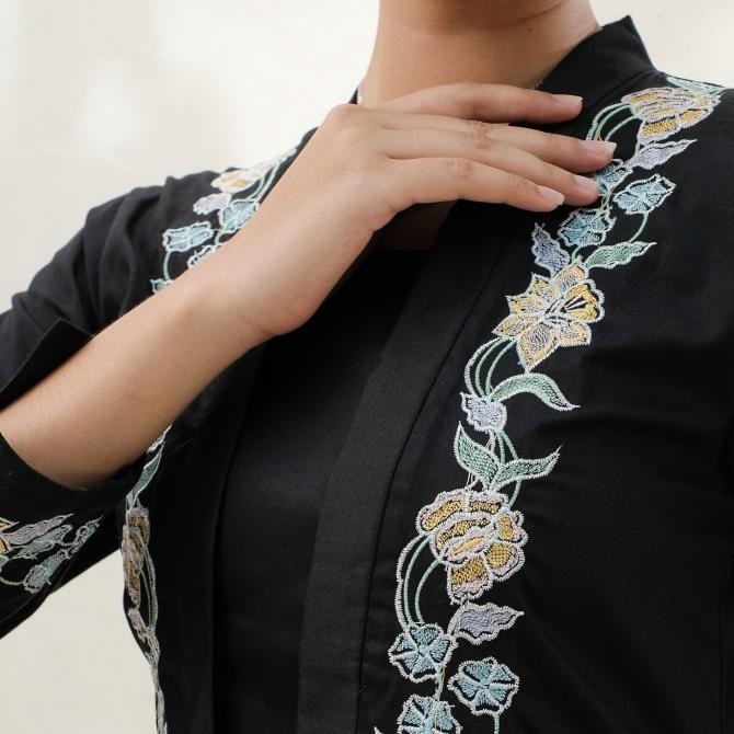 [[ PICKY / KEBAYA ENCIM BORDIR LENGAN PANJANG MERADELIMA KATUN JEPANG HITAM BEST SELLER