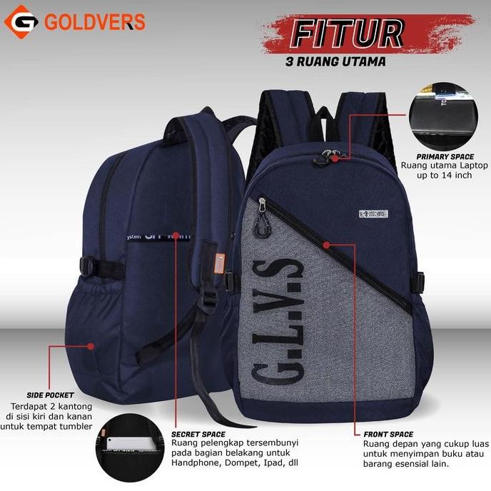 Murah Tas Ransel Pria Wanita Model Kekinian Tas Laptop Terbaru Ransel Goldvers - Goldies
