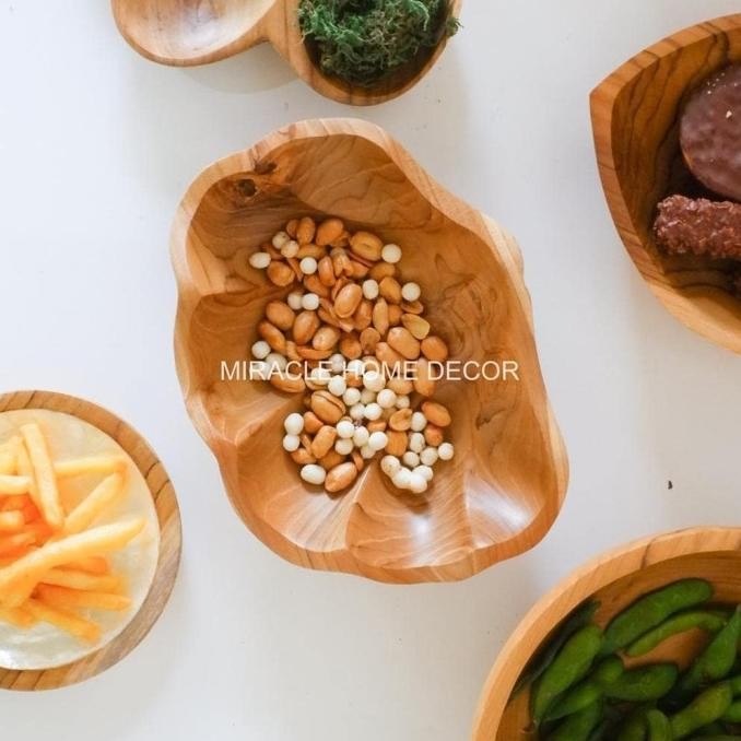 bowl kerang - mangkok model kerang kayu jati