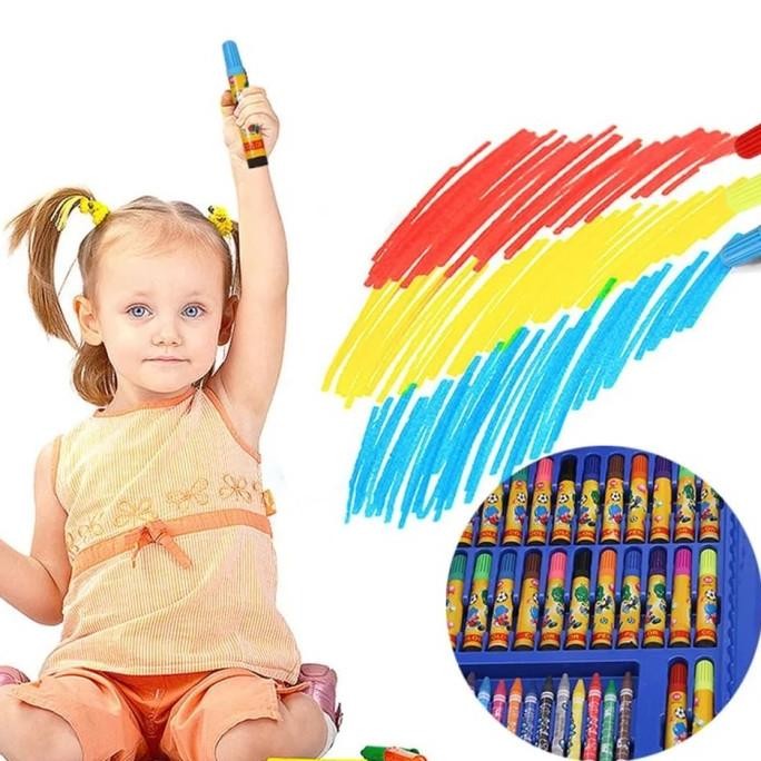 

Mainan Edukasi Anak Perlengkapan Seni Kuas Cat Crayon - Crayon Paper Stationery 86pcs