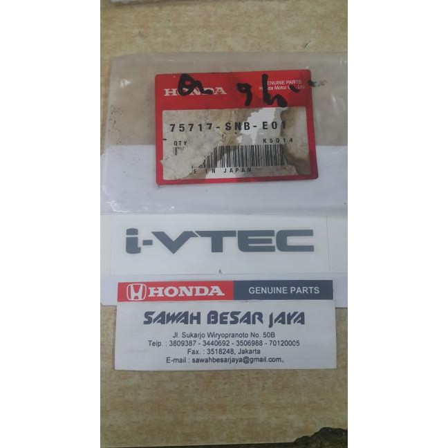 Emblem Sticker Stiker I Vtec I-Vtec Honda Civic Crv Promo