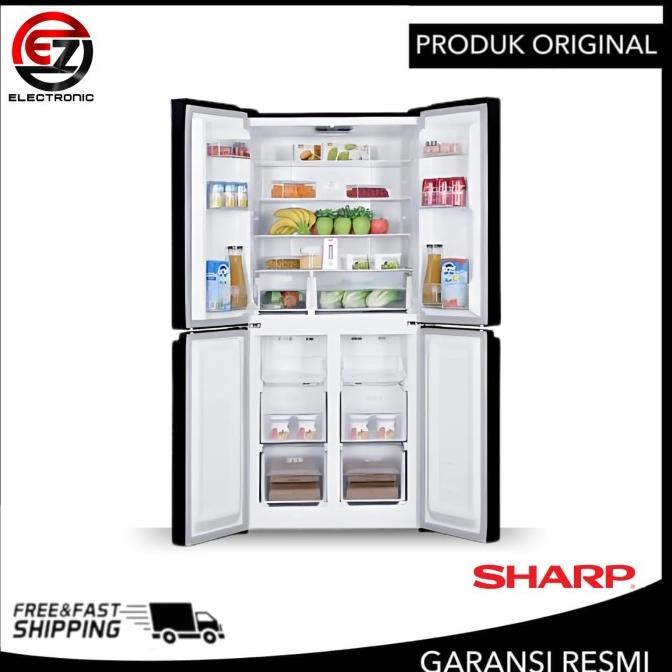 Promo Sharp Sj-If51Pg-Bk  Kulkas 4 Pintu Inverter 472 Liter Sj If51Pg Bk