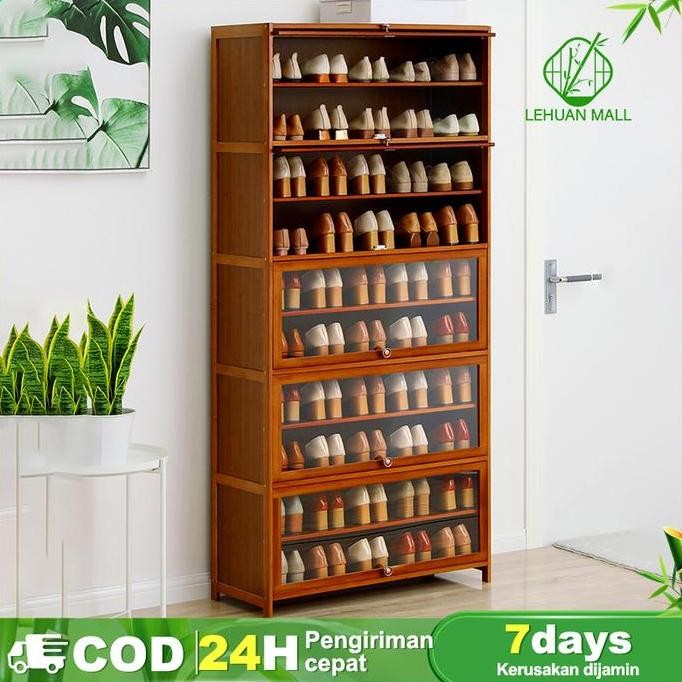 Lemari26 Sepatu 11 Lapis Lemari Sepatu Kayu Minimalis Anti Debu Lemari Susun Sepatu Penyimpanan Mult