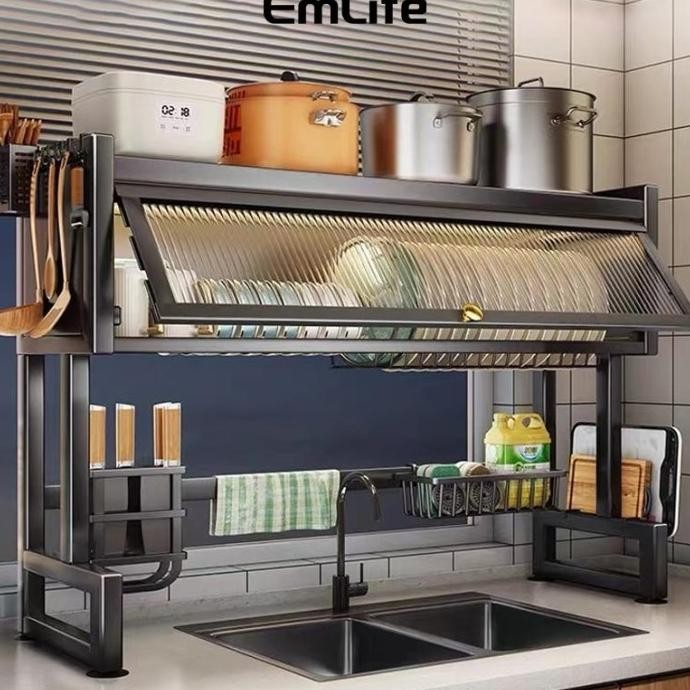 Rak Piring Penutup Rak Dapur Wastafel Rak Cuci Piring Stainless