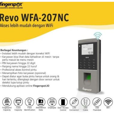 

Grosir Mesin Absensi Fingerspot Revo Wfa-207Nc - Non Magnetic