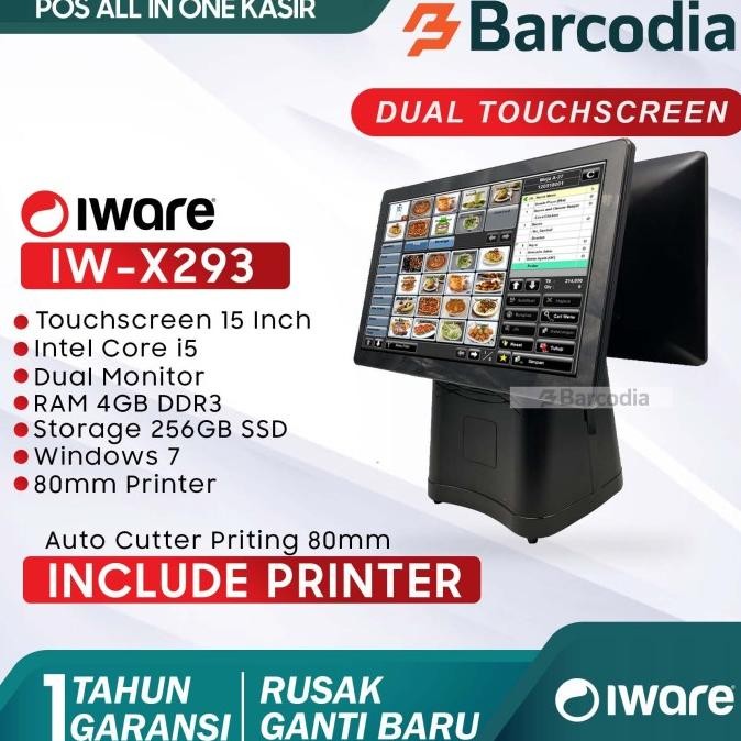 

Sale Mesin Kasir Pc Pos All In One Dual Monitor I5 Touchscreen Iware X293