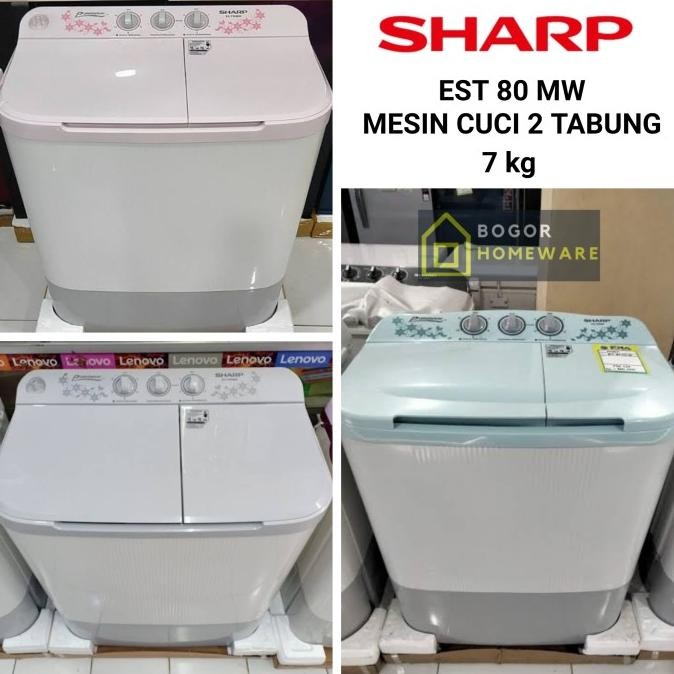 Promo (Khusus Bogor) Mesin Cuci Sharp 2 Tabung Est 80Mw 8Kg