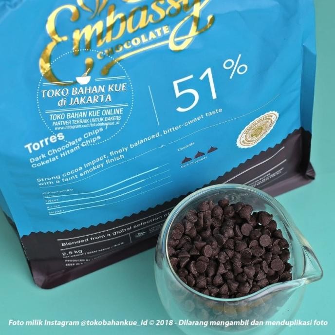 

Embassy Chocolate Chocochip TULIP TORRES 51% 500gr Cokelat Couverture murah