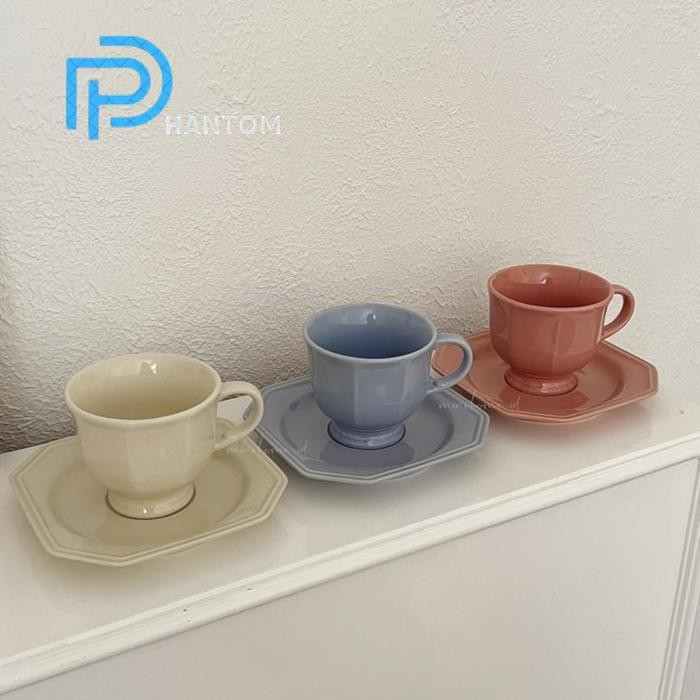 Phantom [Minihome] Belle Teacup Cangkir Teh Set Dengan Piring Tatakan Saucer Dessert Plate Piring Ke