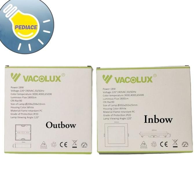 Lampu LED Panel Light 18W VACOLUX Kotak Inbow / Outbow Changeable CCT
