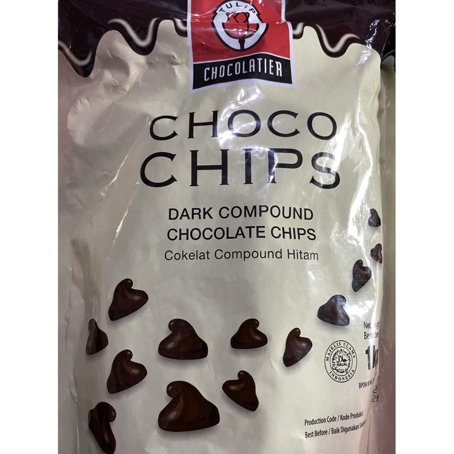 

Tulip chip compound dark 1 kg pack / chocolate coklat chip murah