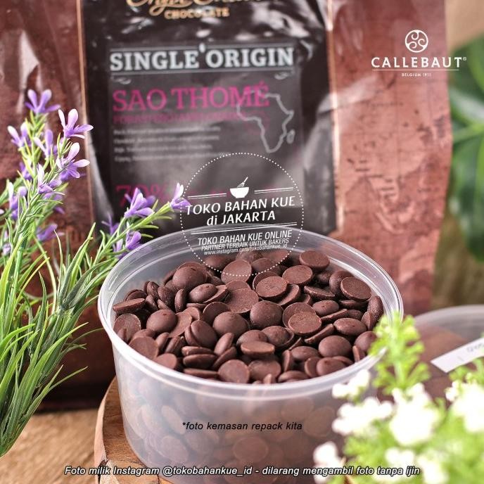 

Callebaut Couverture Chocolate Single Origin 70% SAO THOME 100g Repack murah