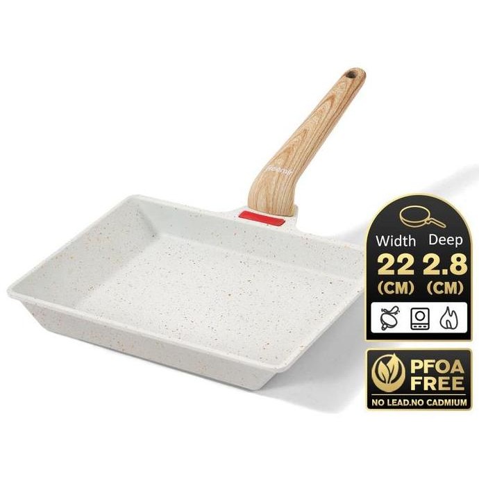 Sale [Big Sale] Freemir Teflon Panggang 22 Cm Wajan Penggorengan Anti Lengket Tamagoyaki Putih Gagan