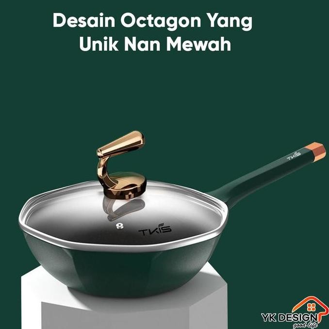 Murah Yk Design Wajan Batu Medis Persegi Delapan Anti Lengket 32Cm Free Tutupan Yk Design - 831