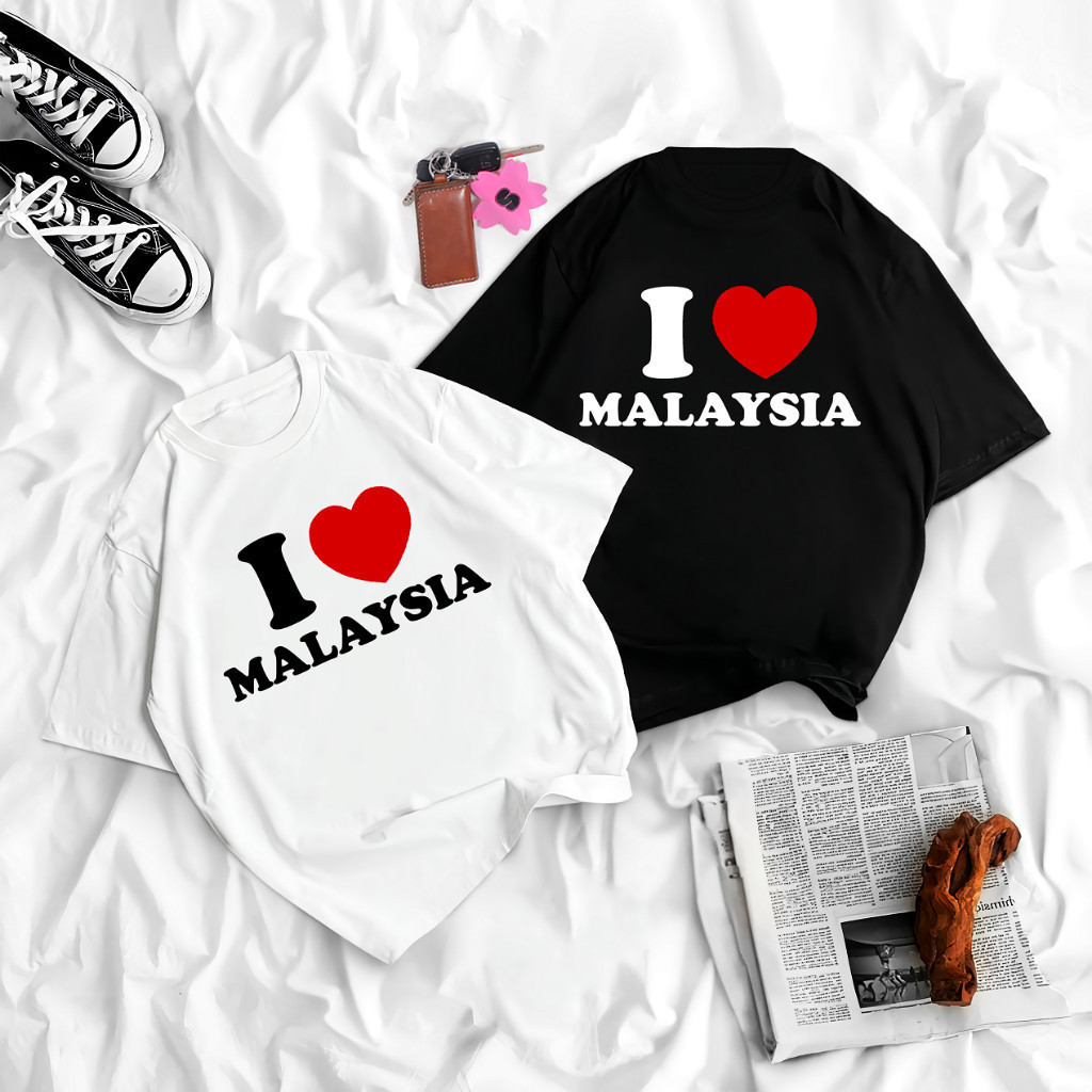Sakura Glory - KAOS I LOVE MALAYSIA COTTON COMBED 30S PREMIUM UKURAN S-XXL / ATASAN / BAJU / BLOUSE 